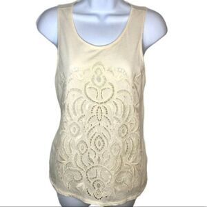 JCrew Factory Eyelet Lace Off White Cotton Tank Top Cream XS